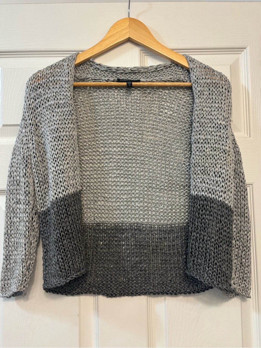 Eileen Fisher Gray Ombre Large Knot Open Cardigan